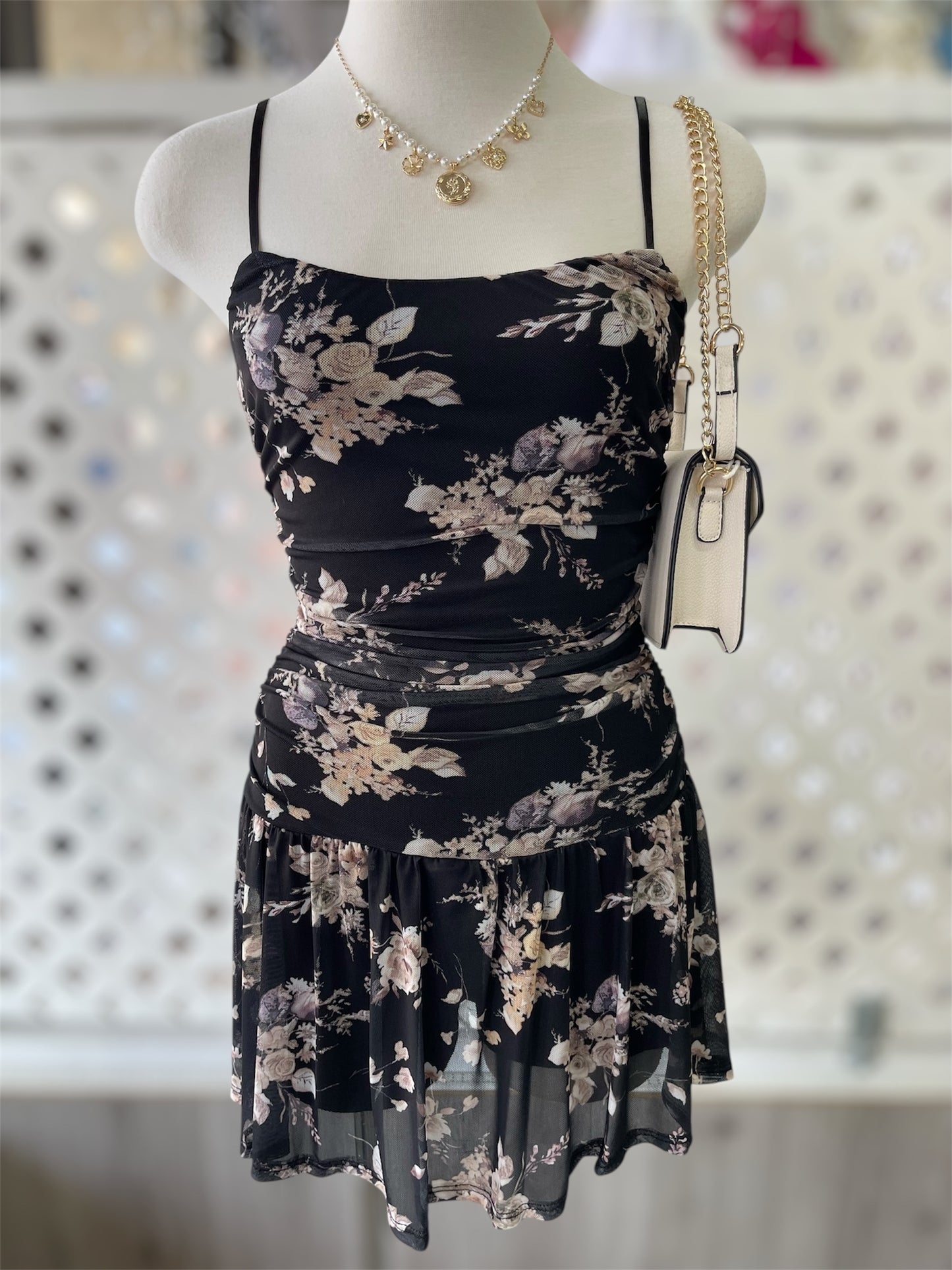 Mitzy Floral Mesh Mini Dress