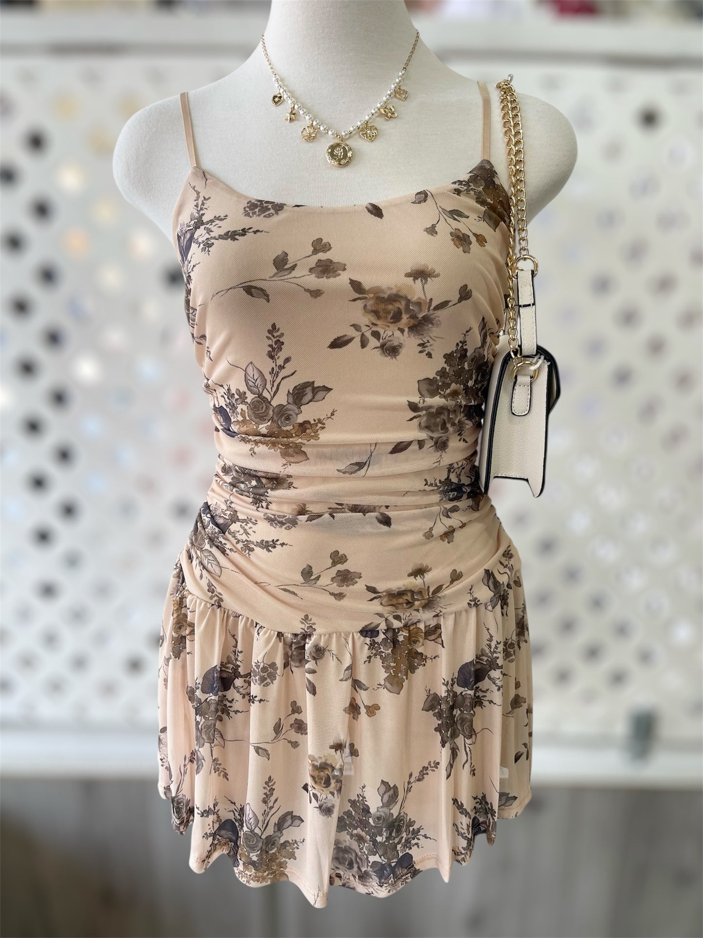 Mitzy Floral Mesh Mini Dress
