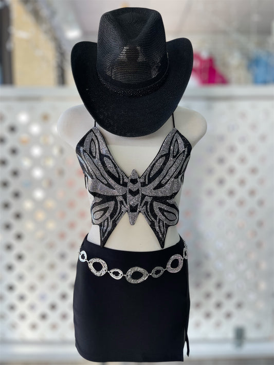 Summer Butterfly Lace Up Top