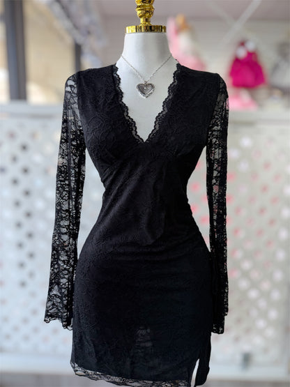 Monica Black Lace Mini Dress