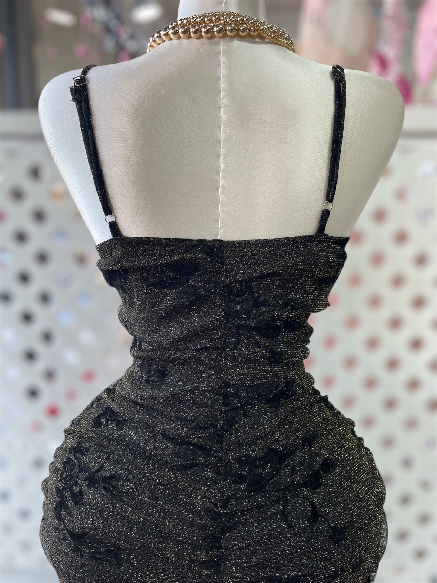 Claire Black Ruched Mesh Midi Dress