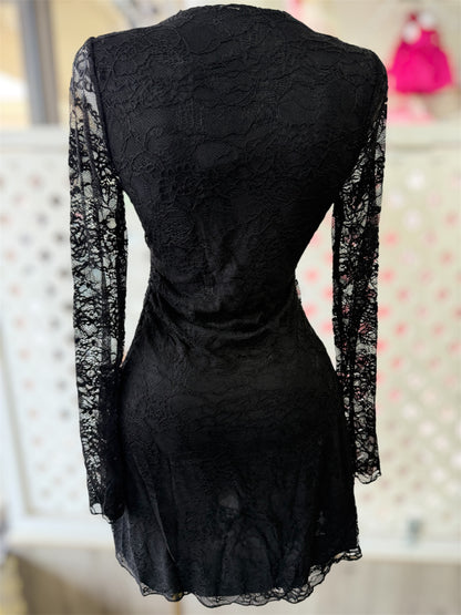 Monica Black Lace Mini Dress