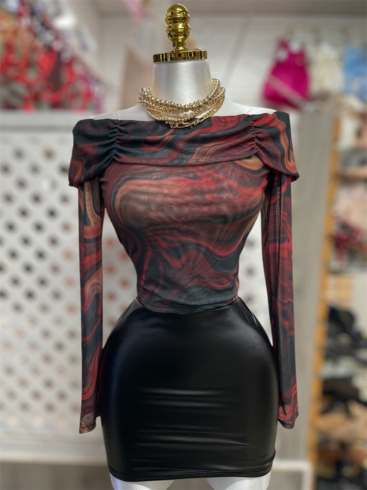 Erin Mesh Off the Shoulder Crop Top