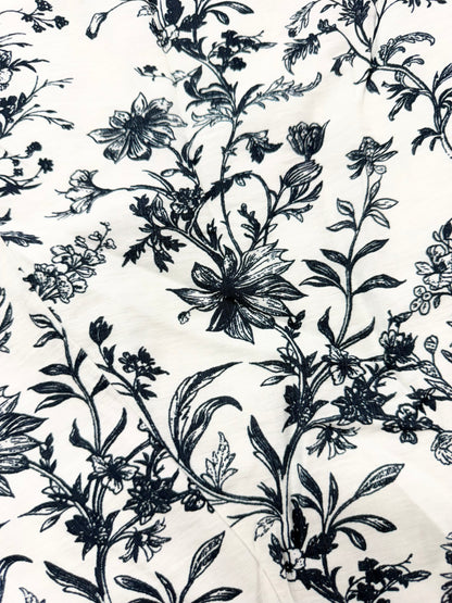 Alana Navy Floral Square Neck A-Line Dress