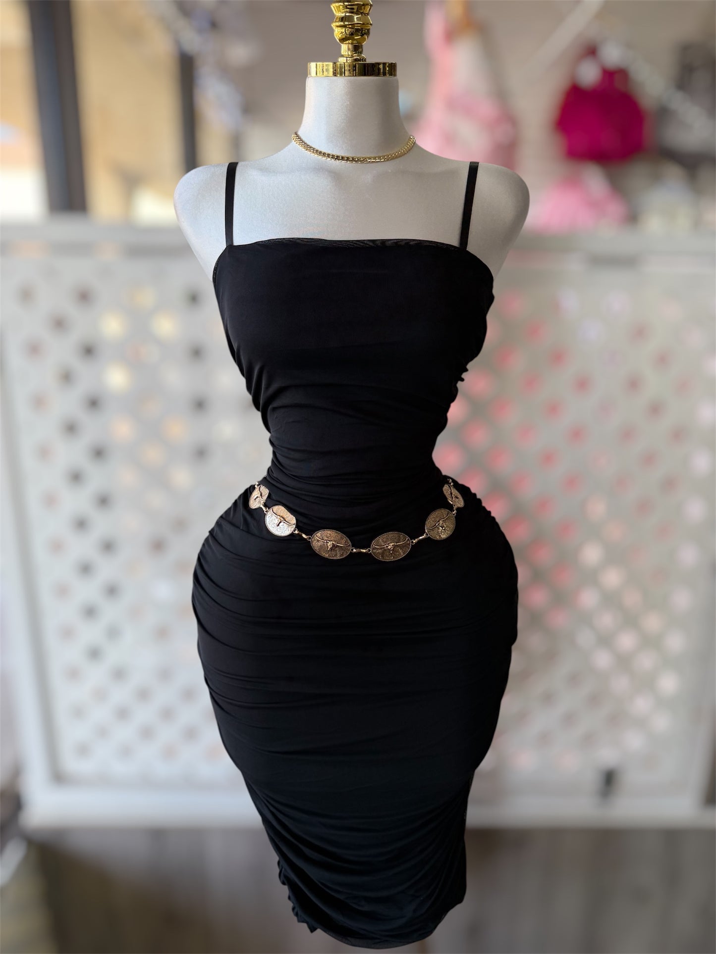 PLUS SIZE: Aria Black Ruched Midi Dress