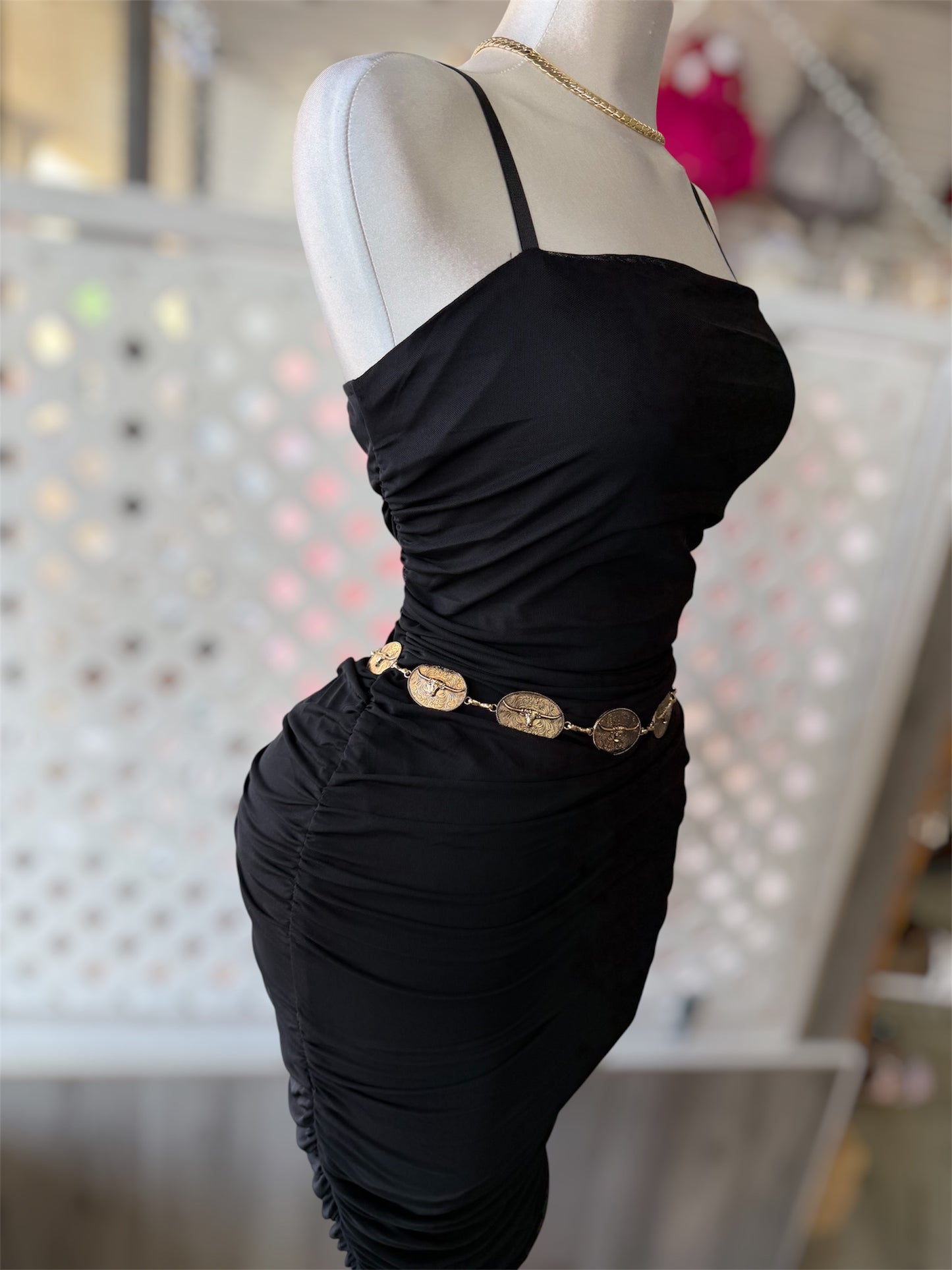PLUS SIZE: Aria Black Ruched Midi Dress