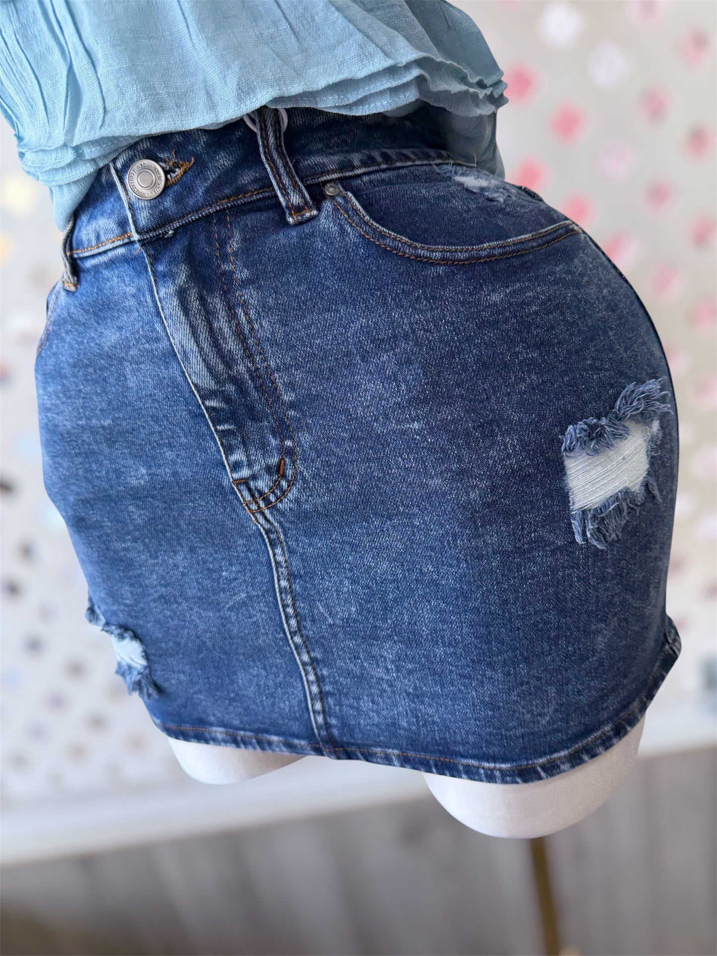 Myra Dark Wash Denim Mini Skirt