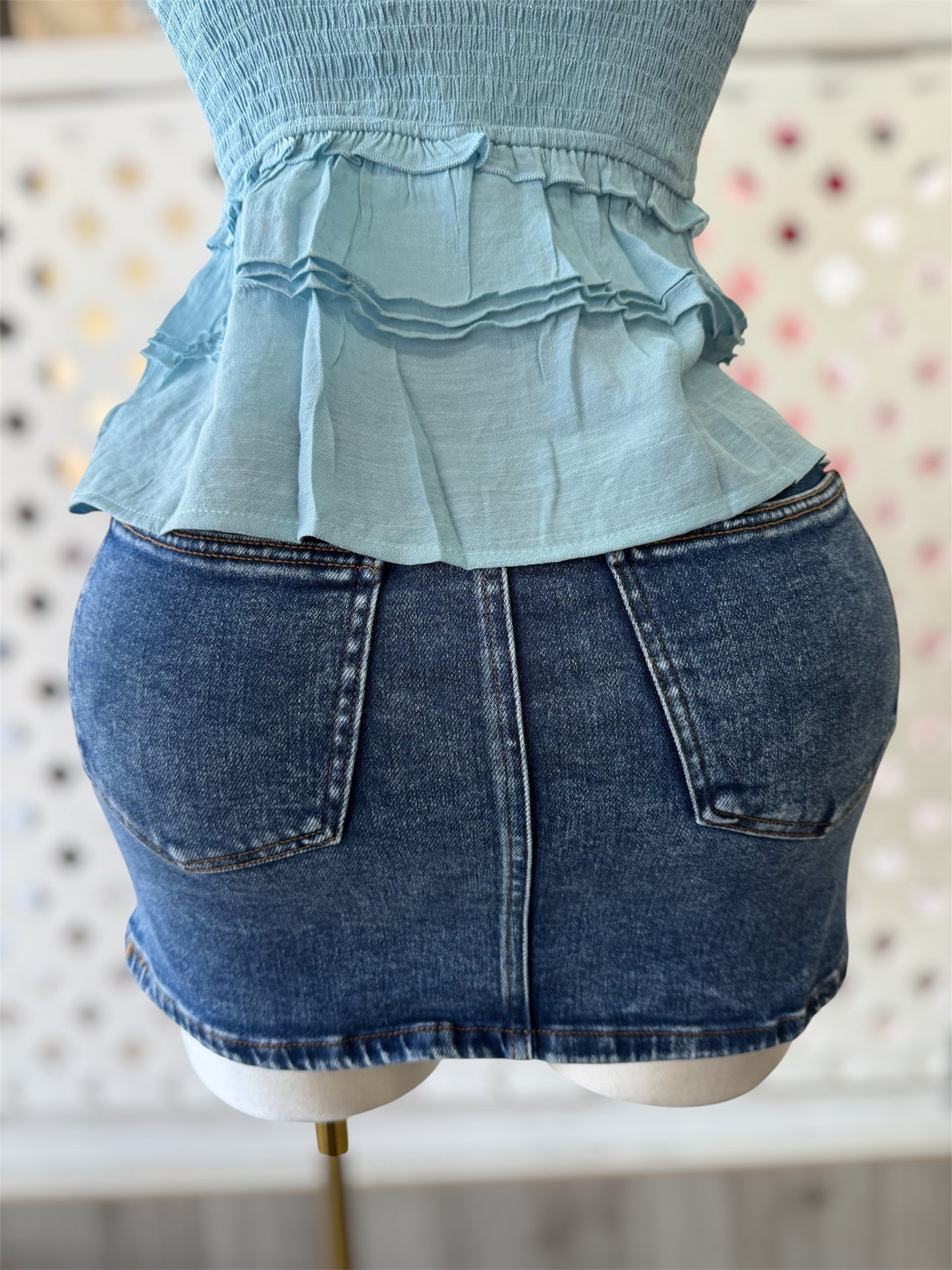 Myra Dark Wash Denim Mini Skirt