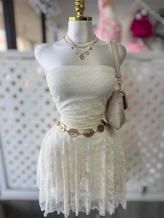 PLUS SIZE: Eliza Lace Strapless Mini Dress