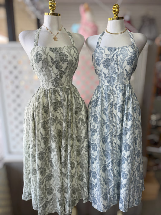 Emory Floral Halter Neck Midi Dress