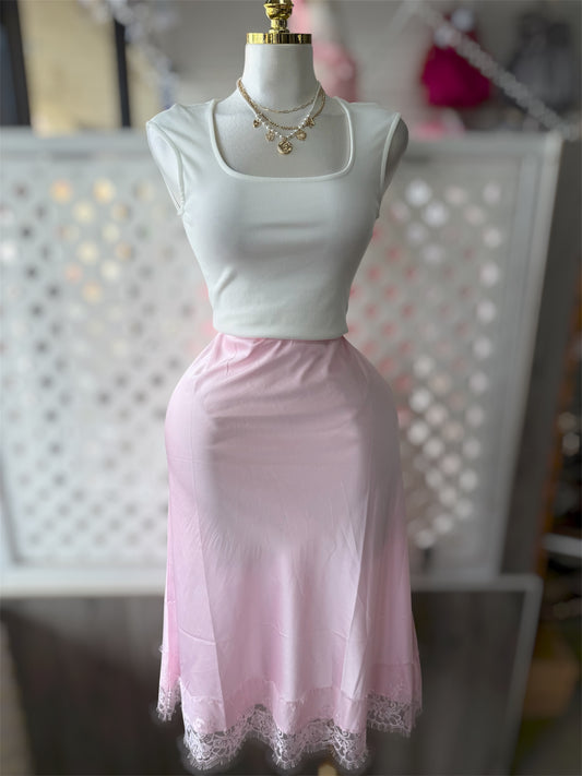 Olivia High Waisted Satin Midi Skirt