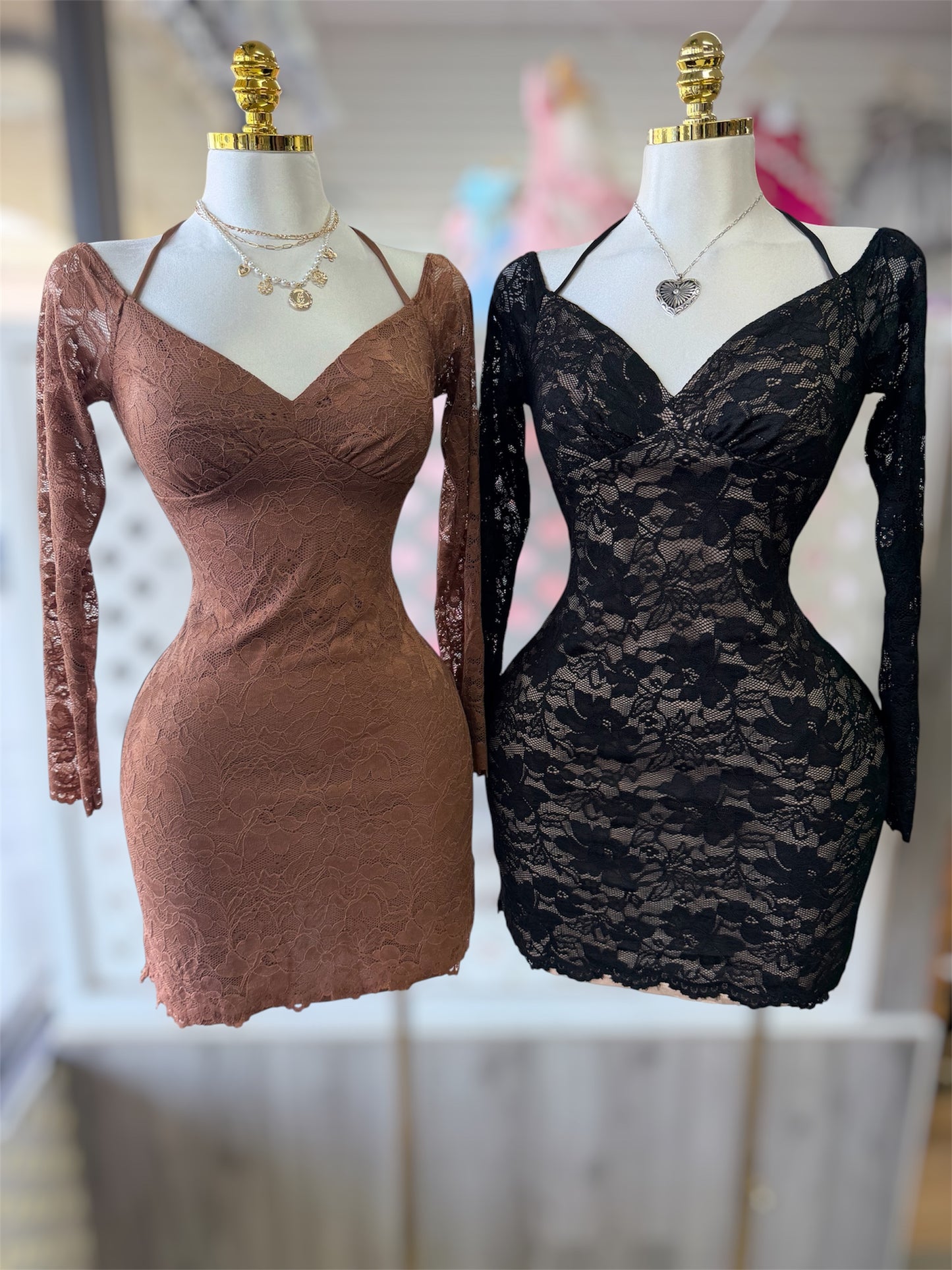 Mazie Mini Lace Off the Shoulder Dress