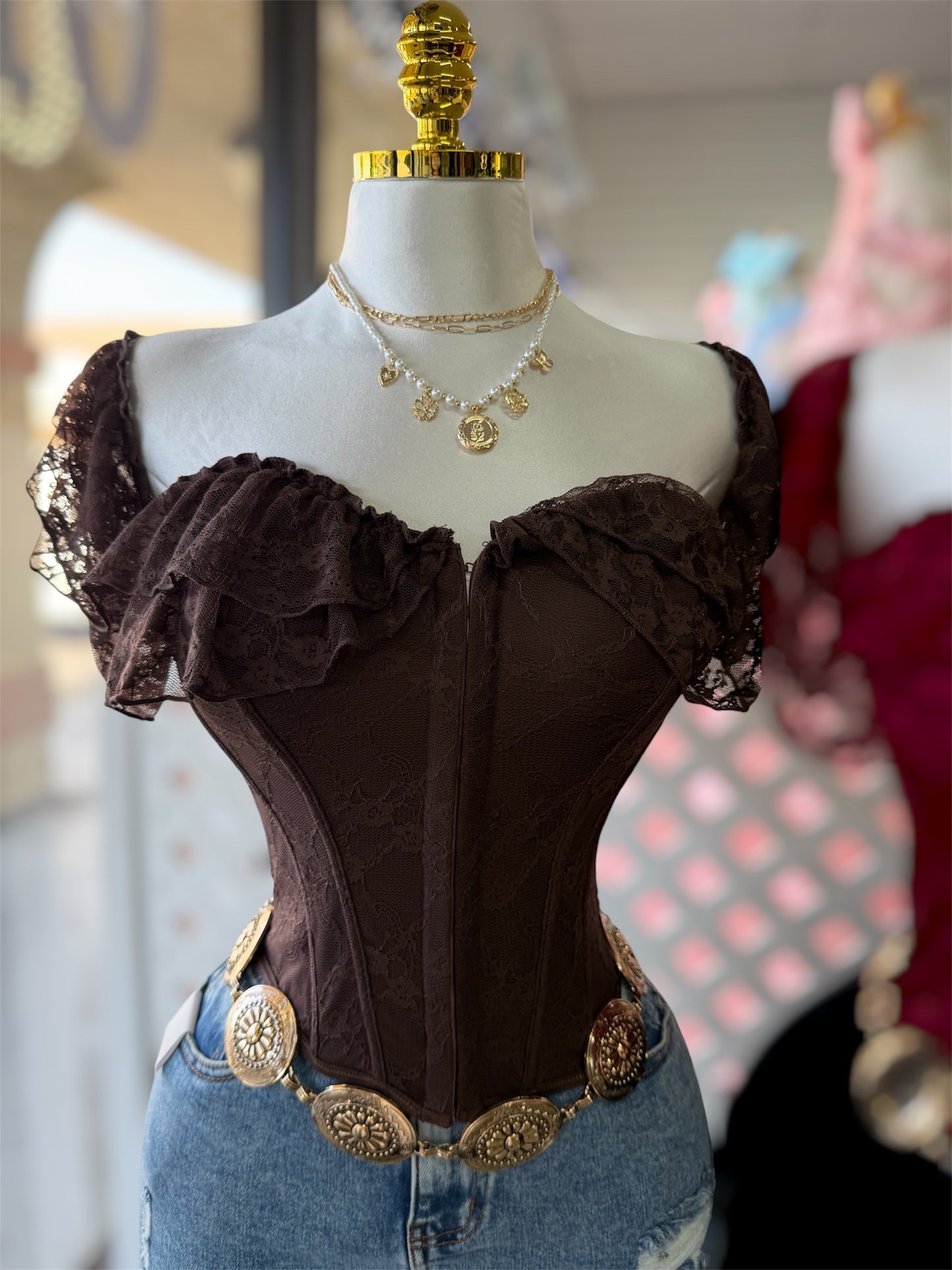 Thalia Lace Off the Shoulder Corset