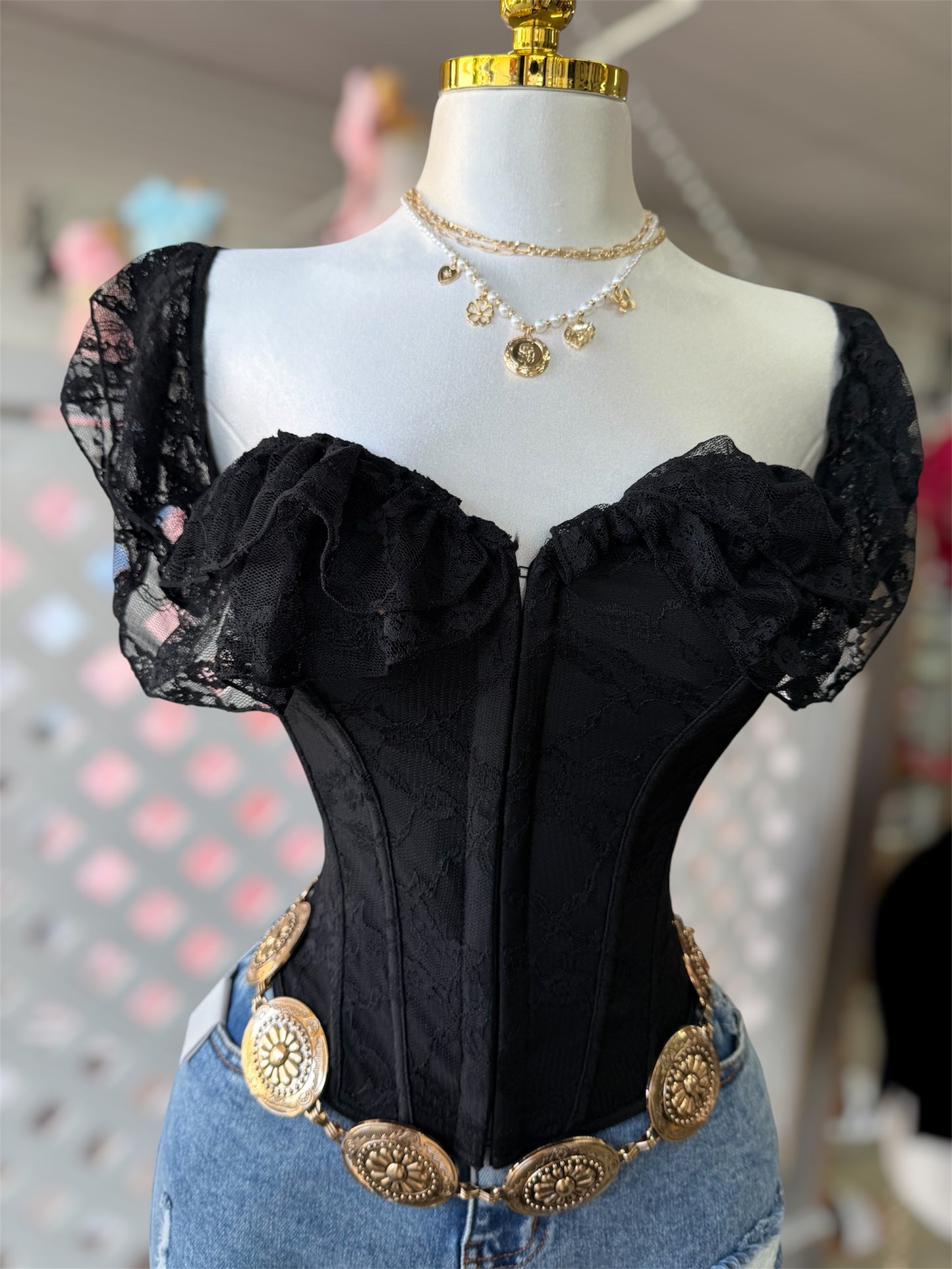 Thalia Lace Off the Shoulder Corset